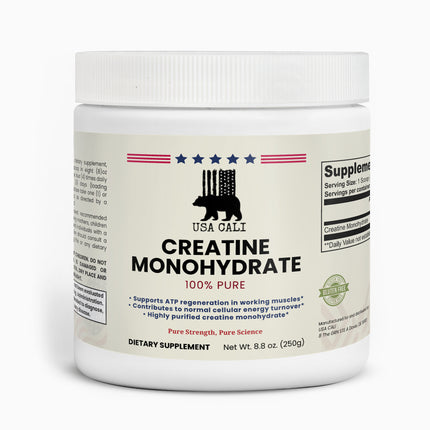 USA CALI Creatine Monohydrate 250g powder supplement label front view