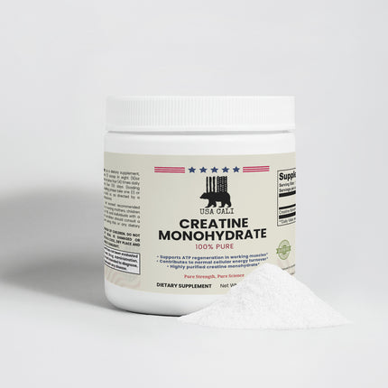 USA CALI Creatine Monohydrate micronized unflavored powder 50 servings label