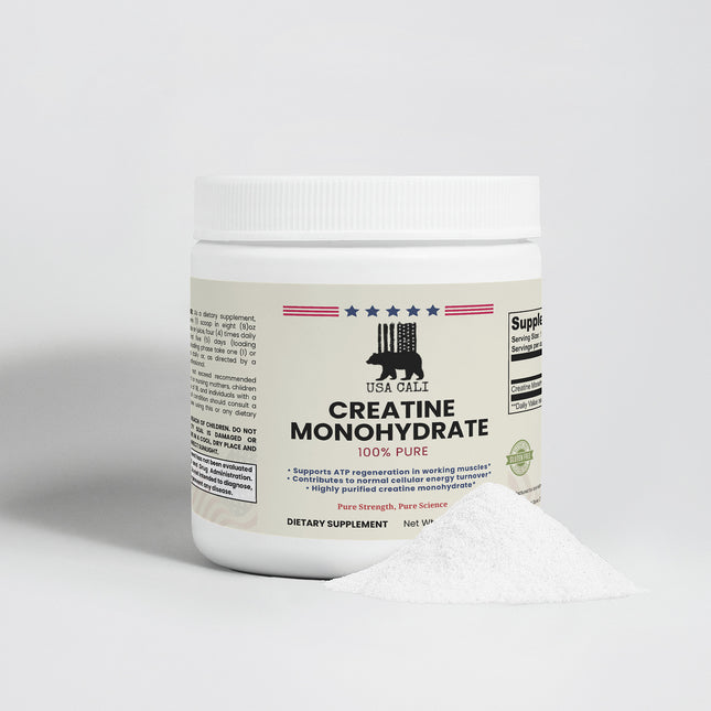 USA CALI Creatine Monohydrate micronized unflavored powder 50 servings label