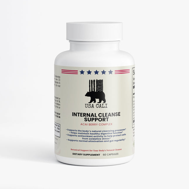 USA CALI Acai Berry Internal Cleanse Support – Botanical Fiber & Antioxidant Complex – Digestive Function & Gut Regularity Support – 60 Vegetarian Capsules – Made in USA