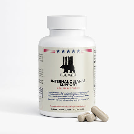 USA CALI Acai Berry Internal Cleanse Support – Botanical Fiber & Antioxidant Complex – Digestive Function & Gut Regularity Support – 60 Vegetarian Capsules – Made in USA