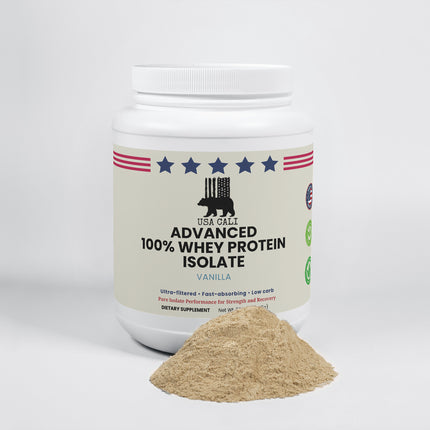 USA CALI Advanced 100% Whey Protein Isolate (Vanilla) Ultra-Filtered 100% Whey Isolate for Muscle Recovery & Lean Nutrition – Fast-Absorbing, Low Carb – 28.40 oz (805 g) – Made in USA