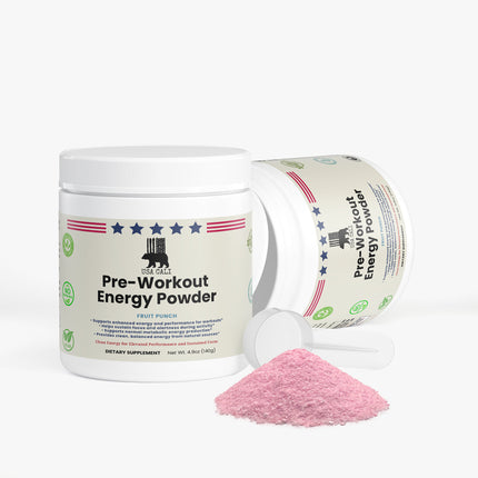 USA CALI Pre-Workout Energy Powder back label showing B-Complex and electrolytes blend
