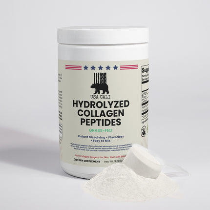 Hydrolyzed Collagen Peptides Powder Grass Fed – Types I & III for Skin, Hair & Joint Support – Instant-Dissolving, Unflavored, 280g – Made in USA