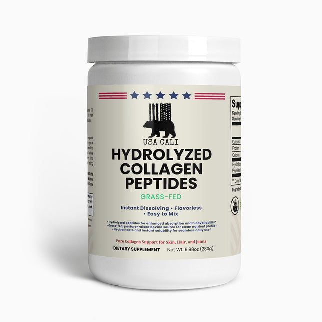 Hydrolyzed Collagen Peptides Powder Grass Fed – Types I & III for Skin, Hair & Joint Support – Instant-Dissolving, Unflavored, 280g – Made in USA