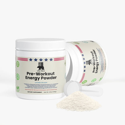 USA CALI Pre-Workout Energy Powder Lychee Splash ingredients electrolytes sugar-free 140g container