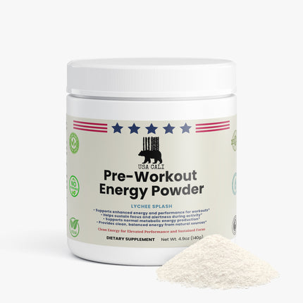 USA CALI Lychee Splash pre-workout supplement facts panel caffeine L-Theanine B-Complex formula