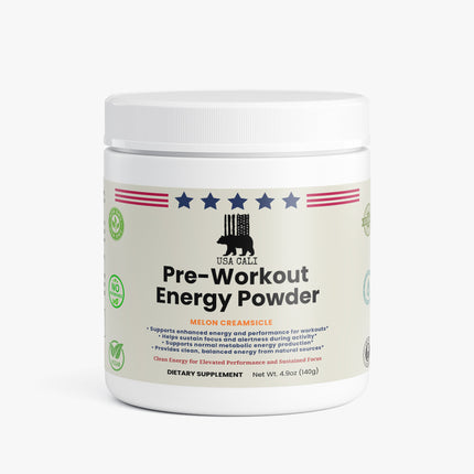 USA CALI Pre-Workout Energy Powder Melon Creamsicle 4.9oz front label