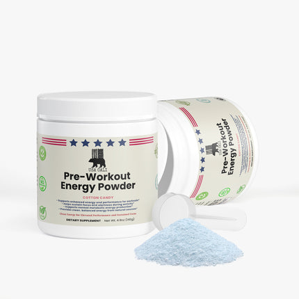 USA CALI Pre-Workout Energy Powder Cotton Candy sugar-free formula with focus and energy ingredients