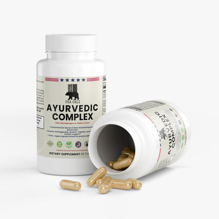 USA CALI Ayurvedic Complex Capsules – Ashwagandha, Turmeric, Holy Basil, Brahmi, Shilajit & Triphala Multi-Botanical Blend for Balance, Vitality & Holistic Wellness – 60 Caps – Made in USA