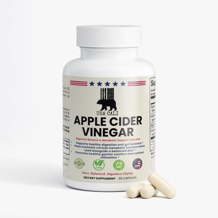 USA CALI Apple Cider Vinegar Capsules – Organic ACV 1000mg with Inulin Prebiotic, Lactobacillus Acidophilus Probiotic & Digestive Enzymes for Gut Health & Metabolic Support – Made in USA