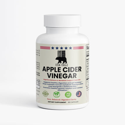 USA CALI Apple Cider Vinegar Capsules – Organic ACV 1000mg with Inulin Prebiotic, Lactobacillus Acidophilus Probiotic & Digestive Enzymes for Gut Health & Metabolic Support – Made in USA