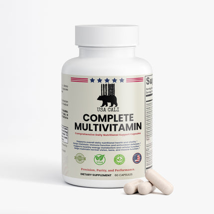USA CALI Complete Multivitamin Capsules – Full-Spectrum Vitamins, Minerals, Antioxidants, Immune Herbs & Botanical Blend with Green Tea, Spirulina & Lutein for Total Daily Wellness – Made in USA