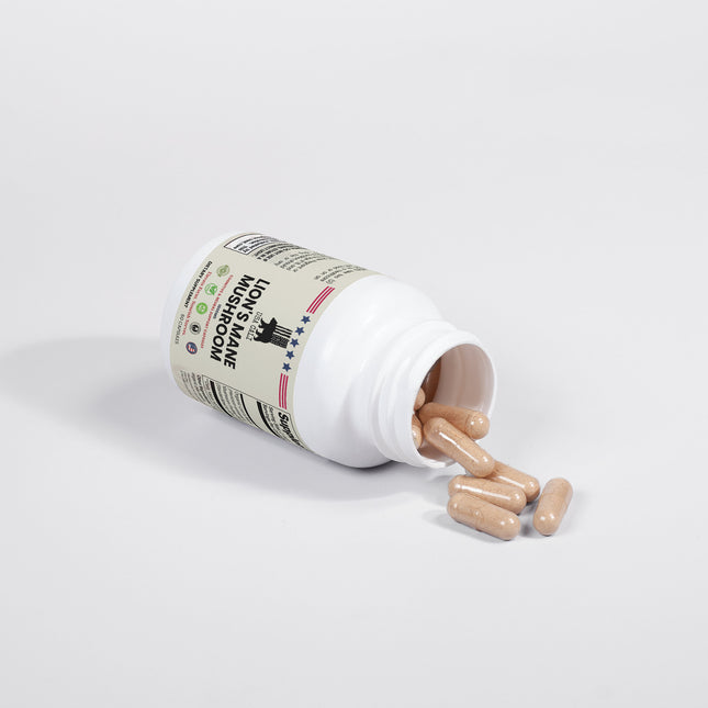 USA CALI Lion's Mane Mushroom Capsules – Organic Hericium Erinaceus Fruiting Body & Mycelium 400mg Standardized 40% Polysaccharides for Cognitive Support, Focus & Nerve Health – 60 Vegan Caps – Made in USA