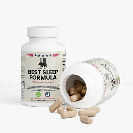 USA CALI Sleep Formula Capsules – Melatonin, Valerian Root, GABA, L-Tryptophan, Chamomile & Passionflower for Restful Sleep, Natural Relaxation & Healthy Sleep Cycle Support – 60 Caps – Made in USA