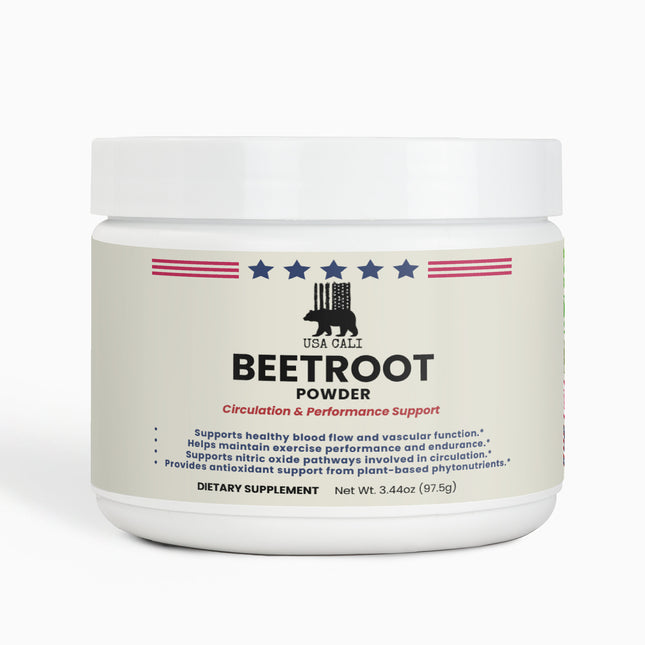 USA CALI Beetroot Powder – Beet Root, Hibiscus Flower & Apple Juice Blend for Nitric Oxide Support, Healthy Blood Pressure, Circulation & Post-Workout Recovery – Naturally Sweetened – Made in USA