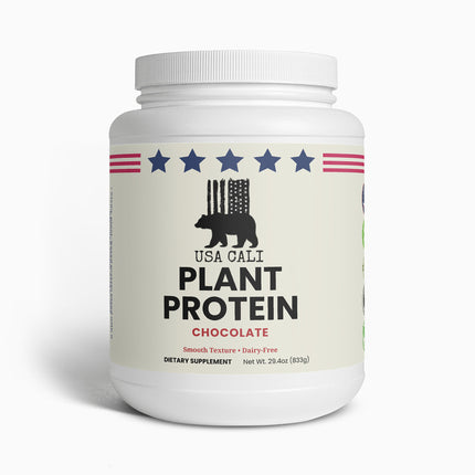 USA CALI Plant Protein Powder Chocolate – Fava Bean Isolate & Fermented Yeast Protein 21g per Serving with MCT Oil, Cocoa & Apple Pectin – Dairy-Free, Soy-Free, Gluten-Free – Made in USA