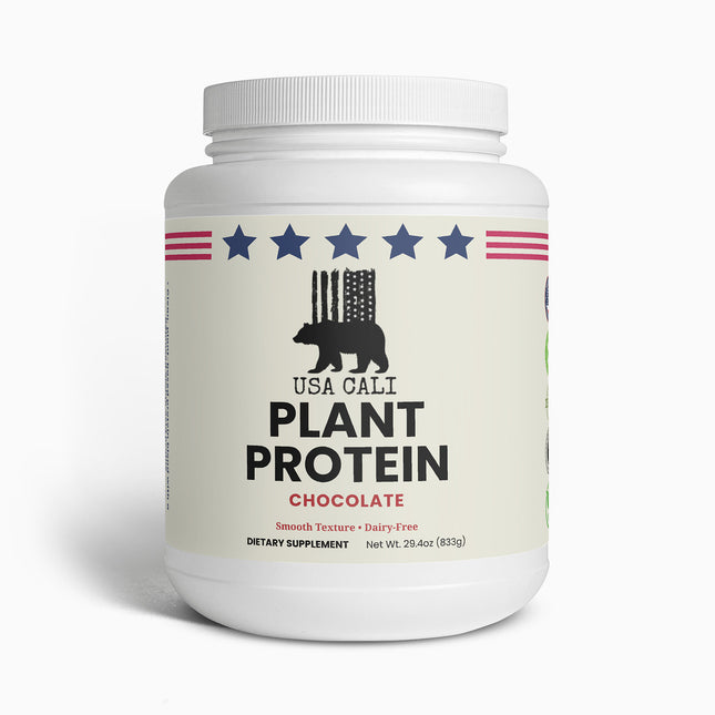 USA CALI Plant Protein Powder Chocolate – Fava Bean Isolate & Fermented Yeast Protein 21g per Serving with MCT Oil, Cocoa & Apple Pectin – Dairy-Free, Soy-Free, Gluten-Free – Made in USA