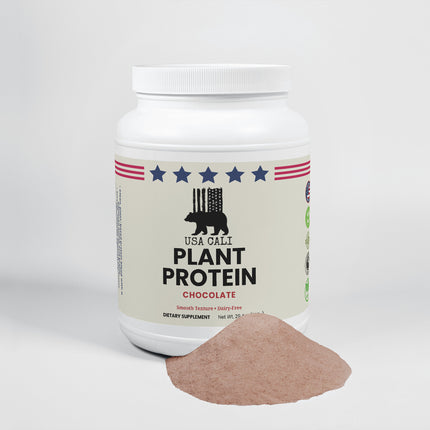 USA CALI Plant Protein Powder Chocolate – Fava Bean Isolate & Fermented Yeast Protein 21g per Serving with MCT Oil, Cocoa & Apple Pectin – Dairy-Free, Soy-Free, Gluten-Free – Made in USA