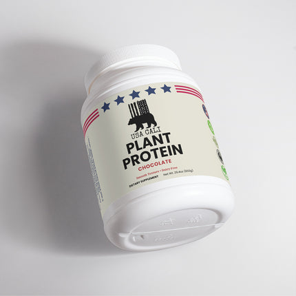 USA CALI Plant Protein Powder Chocolate – Fava Bean Isolate & Fermented Yeast Protein 21g per Serving with MCT Oil, Cocoa & Apple Pectin – Dairy-Free, Soy-Free, Gluten-Free – Made in USA