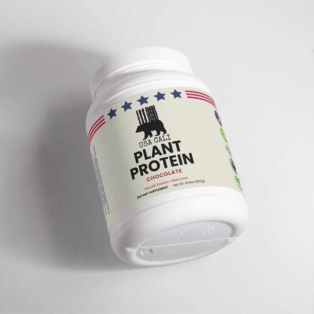USA CALI Plant Protein Powder Chocolate – Fava Bean Isolate & Fermented Yeast Protein 21g per Serving with MCT Oil, Cocoa & Apple Pectin – Dairy-Free, Soy-Free, Gluten-Free – Made in USA