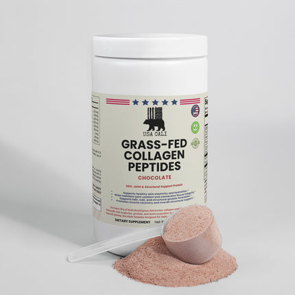 USA CALI Grass-Fed Collagen Peptides Powder Chocolate – Hydrolyzed Types I & III Bovine Collagen for Skin Elasticity, Hair, Nails, Joint & Bone Support – Stevia Sweetened – Made in USA