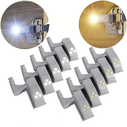 LED Cabinet Hinge Lights installed on kitchen cabinet door hinge