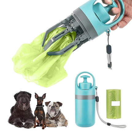 Portable dog poop scooper with easy-grip handle for hands-free pet waste pickup
