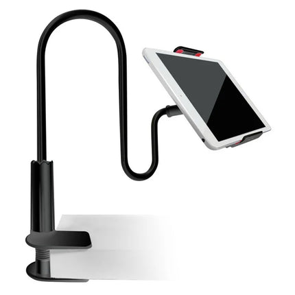 Tablet Holder Clip Stand mounted on desk holding tablet upright
