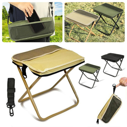 Foldable Backpack Stool front view showing compact design and straps