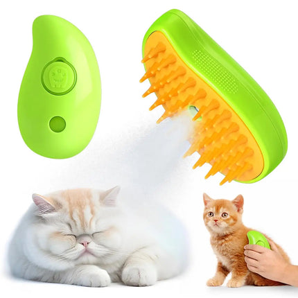 Steamy Brush for Cats – main product shot of handheld steam grooming brush