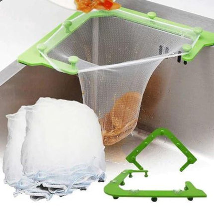 Sink strainer corner basket mounted in kitchen sink corner