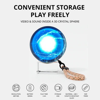 Customizable Video Crystal Sphere front view with glowing display