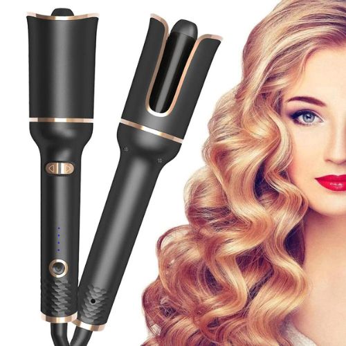 USA-CALI Cordless Automatic Hair Curler front view with sleek barrel design
