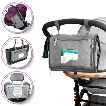 Portable baby changing pad open and ready for use with soft padded interior