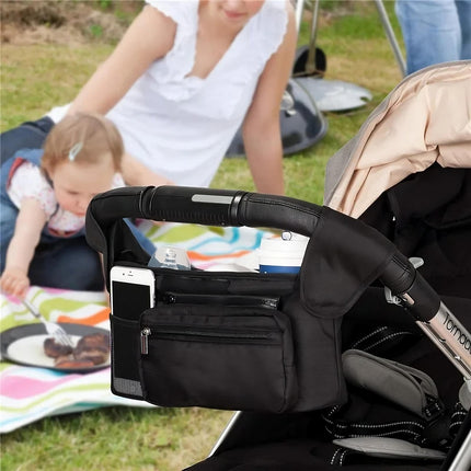 Non-slip strap detail on baby stroller organizer manager accessory