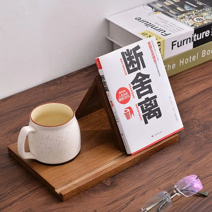 Wooden Book Stand With Cup Holder - photo 2