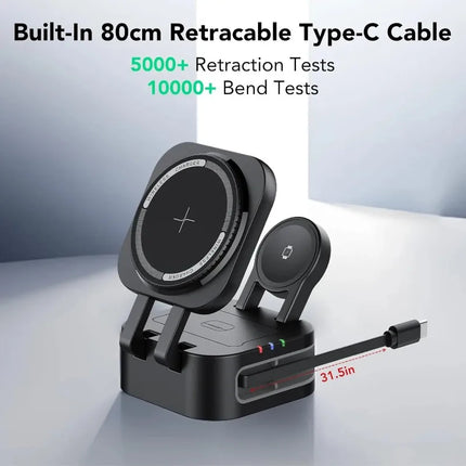 Magnetic 3 in 1 Wireless Charger Station With Extension Cords - photo 2
