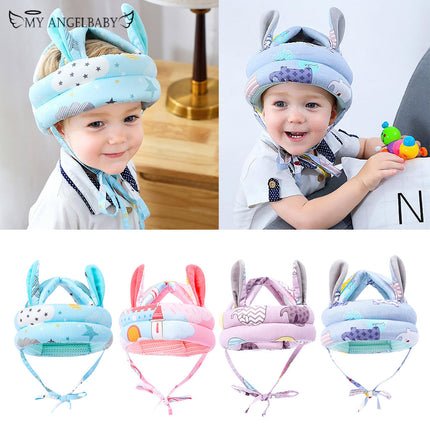 Infant toddler head protection helmet showing adjustable fit and cushioned interior