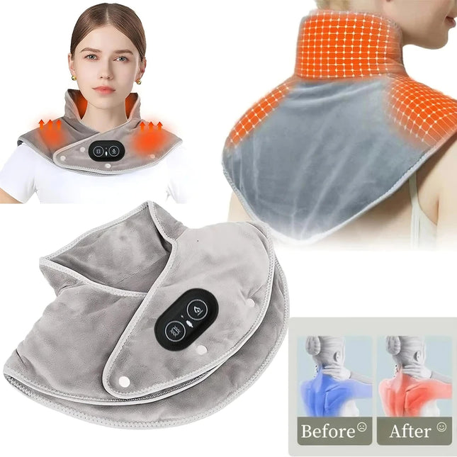 USA CALI Electric Heated Neck & Shoulder Pad – USB Heat Wrap for Pain Relief