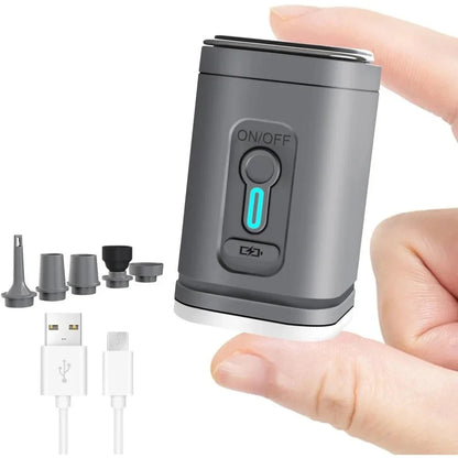 USA-CALI Mini Electric Air Pump handheld size comparison lifestyle shot