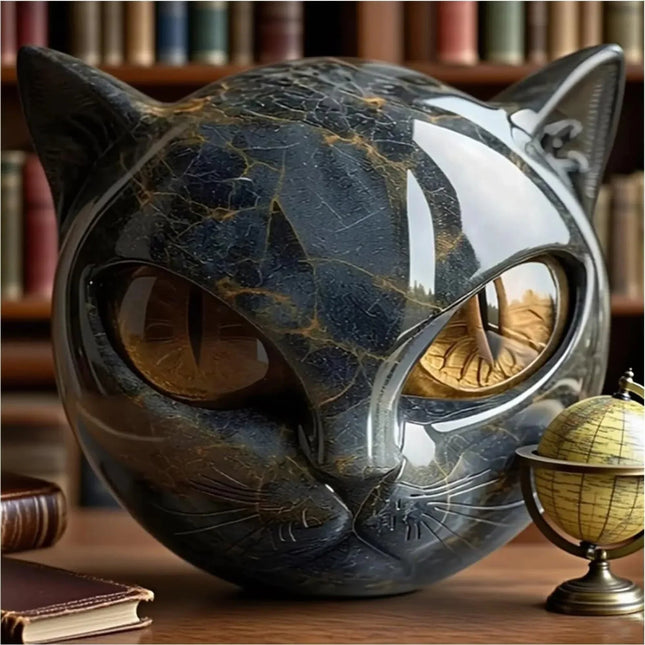 Decorative Black Cat Stone Figurine - photo 2