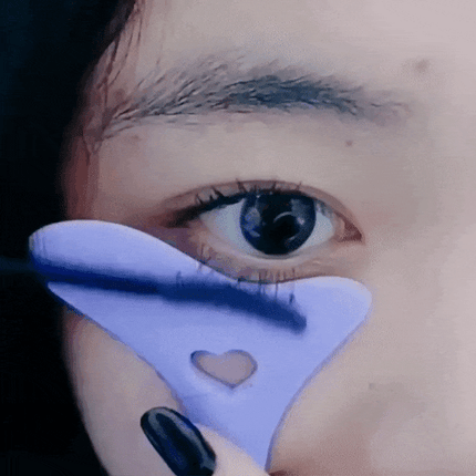 Silicone eyeliner stencil in use demonstrating easy winged eyeliner technique