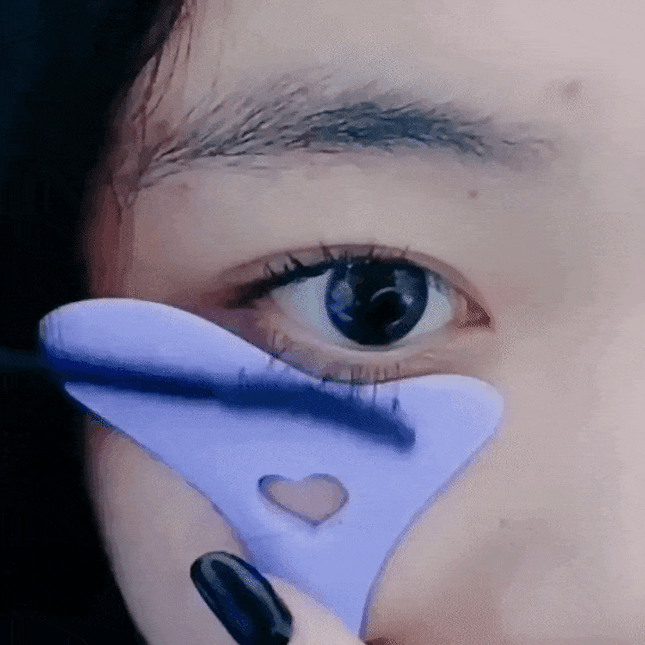 Silicone eyeliner stencil in use demonstrating easy winged eyeliner technique