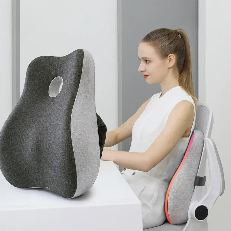 Memory foam office chair cushion side profile showing contoured shape