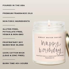 Happy Birthday Soy Candle - Vanilla Sugar & Buttercream Sweet Scented Happy Birthday Candle Gift for - photo 2