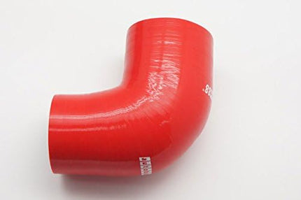 Autobahn88 Automotive Silicone Hose Coupler, 90-Deg Elbow Reducer Coupler, ID= 2.75" to 3" (70 to 76mm), Leg Length 3.13" (80mm), Wall Gauge= 0.16" (4mm), 3-Ply, Red