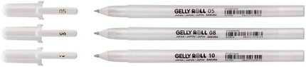 SAKURA Gelly Roll Basic White Gel Pen Set of 3, Assorted Sizes | Opaque Pens for Highlights, Drawing & Crafts