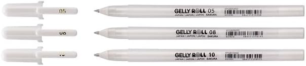 Basic White Gel Pen Set of 3, Assorted Sizes | Opaque Pens for Highlights, Drawing & Crafts - photo 2