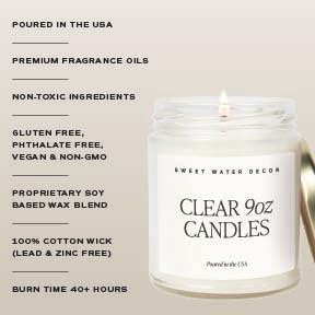 Sweet Water Decor Coastal Lemon Scented Candles - Soy Candles with Lemon, Sea Salt, & Driftwood for Home Decor - Candle Wax with 40 Hours Burn Time - 9oz Gold Lid Clear Jar Candles for Home Scented